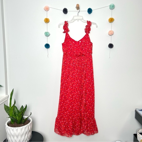 Madewell Red Ruffle Strap Floral Dress in Prarie Posies - Picture 1 of 8